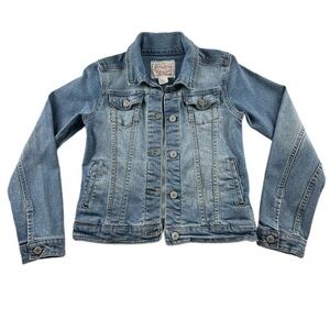 Levi’s Cropped Button Front Denim Jacket Medium Wash Women’s Size Large